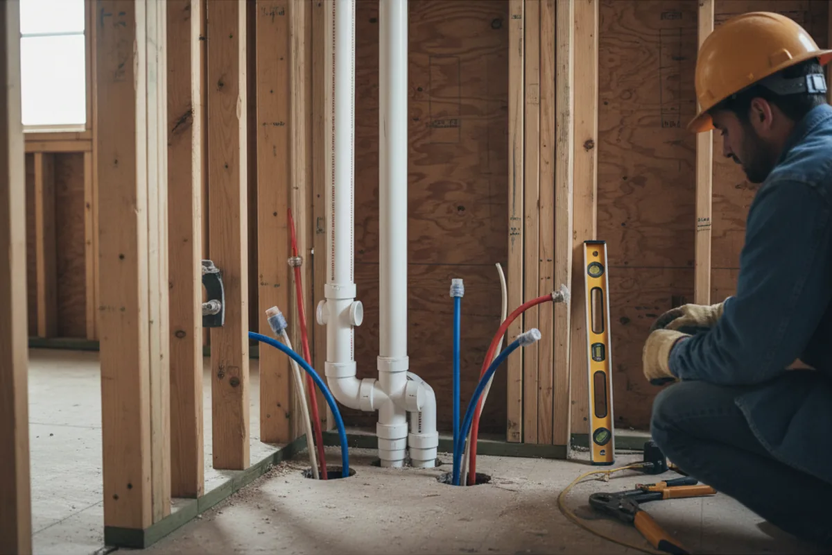 Drain and supply rough-in during Garbage Disposal Repair in Merrill