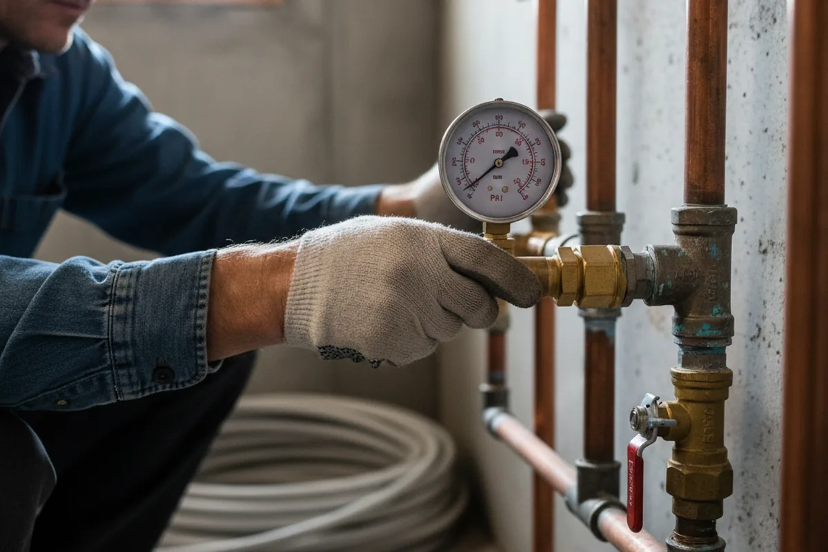 Pressure testing a repaired line during Water Line Repair in Merrill